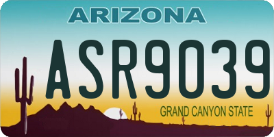 AZ license plate ASR9039