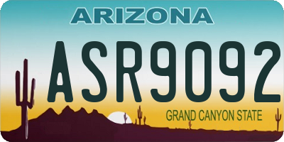 AZ license plate ASR9092