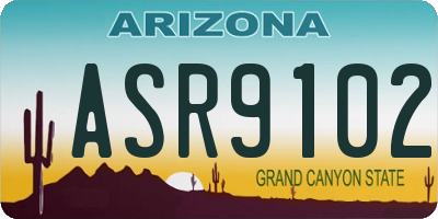 AZ license plate ASR9102