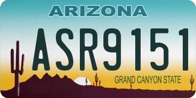 AZ license plate ASR9151