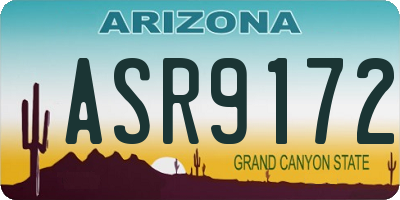 AZ license plate ASR9172