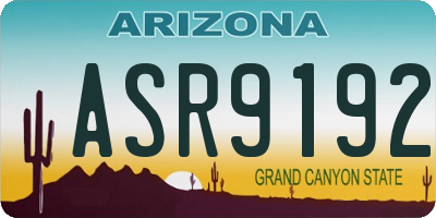 AZ license plate ASR9192