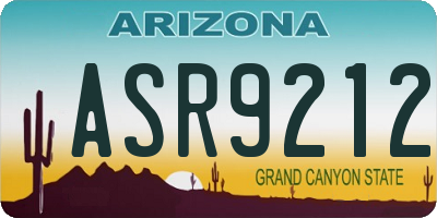 AZ license plate ASR9212