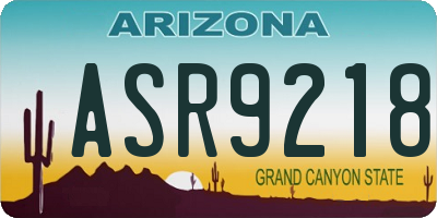 AZ license plate ASR9218