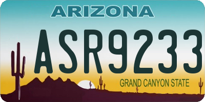 AZ license plate ASR9233