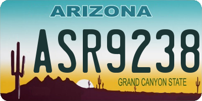 AZ license plate ASR9238