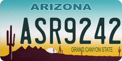 AZ license plate ASR9242