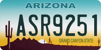 AZ license plate ASR9251
