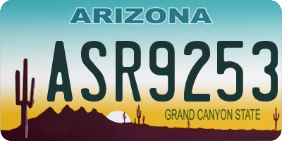 AZ license plate ASR9253