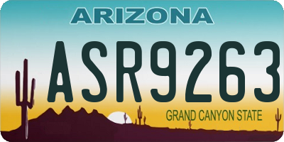 AZ license plate ASR9263