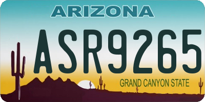 AZ license plate ASR9265