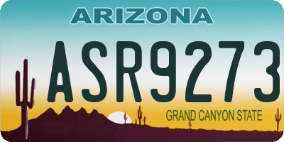 AZ license plate ASR9273