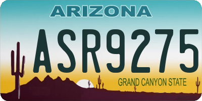 AZ license plate ASR9275