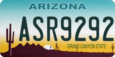 AZ license plate ASR9292
