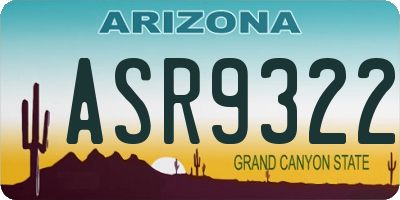 AZ license plate ASR9322