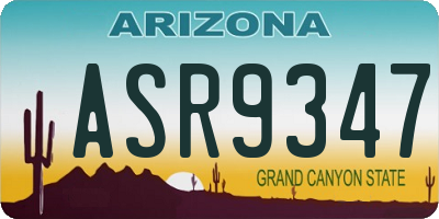 AZ license plate ASR9347