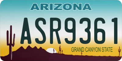 AZ license plate ASR9361