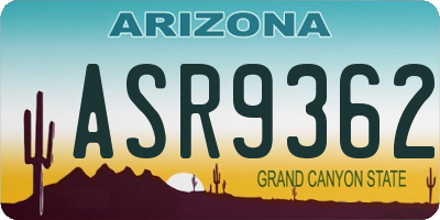 AZ license plate ASR9362