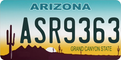 AZ license plate ASR9363