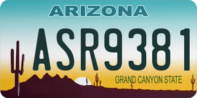 AZ license plate ASR9381