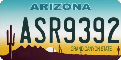 AZ license plate ASR9392