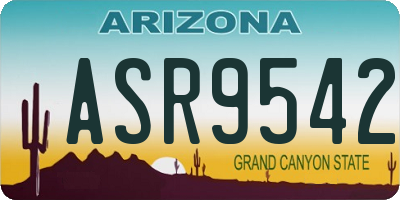 AZ license plate ASR9542
