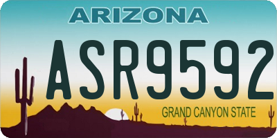 AZ license plate ASR9592