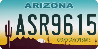 AZ license plate ASR9615