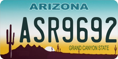 AZ license plate ASR9692