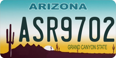 AZ license plate ASR9702