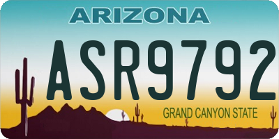 AZ license plate ASR9792