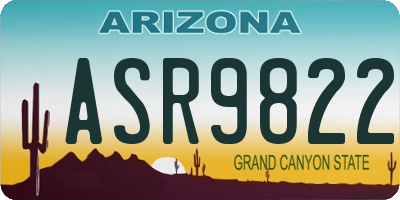 AZ license plate ASR9822