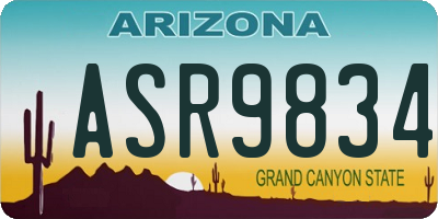 AZ license plate ASR9834