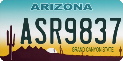 AZ license plate ASR9837