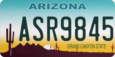 AZ license plate ASR9845