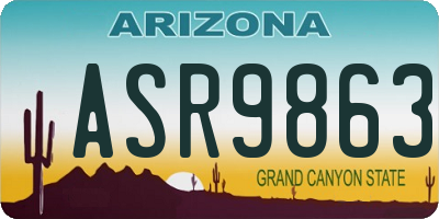 AZ license plate ASR9863