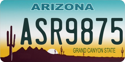 AZ license plate ASR9875