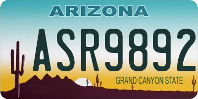 AZ license plate ASR9892