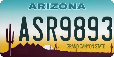 AZ license plate ASR9893