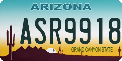 AZ license plate ASR9918