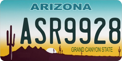 AZ license plate ASR9928