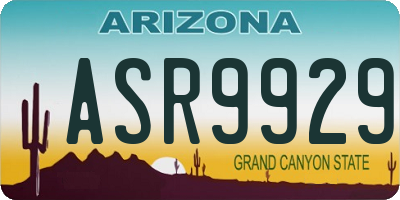 AZ license plate ASR9929