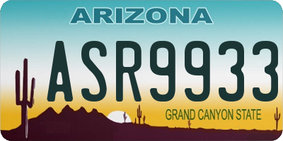 AZ license plate ASR9933