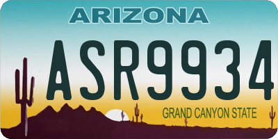 AZ license plate ASR9934