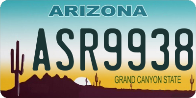 AZ license plate ASR9938