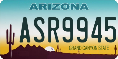 AZ license plate ASR9945
