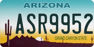 AZ license plate ASR9952
