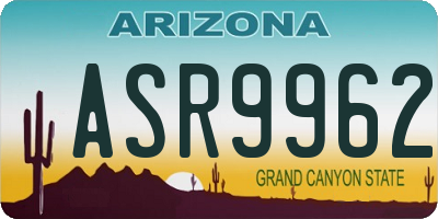 AZ license plate ASR9962