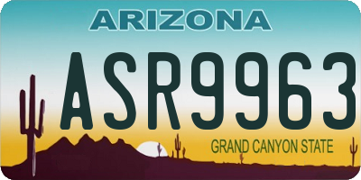 AZ license plate ASR9963