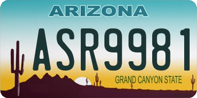 AZ license plate ASR9981